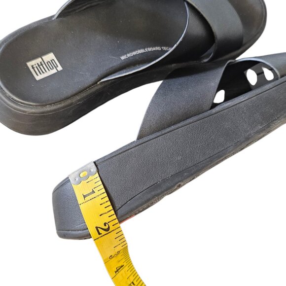 FitFlop Womens F-Mode Leather Platform Cross Slides, Black, Comfort, Summer, 9 - Picture 8 of 8